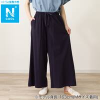 WOMENS 軽量ロングワイドパンツ(クール LWr ネイビー M)