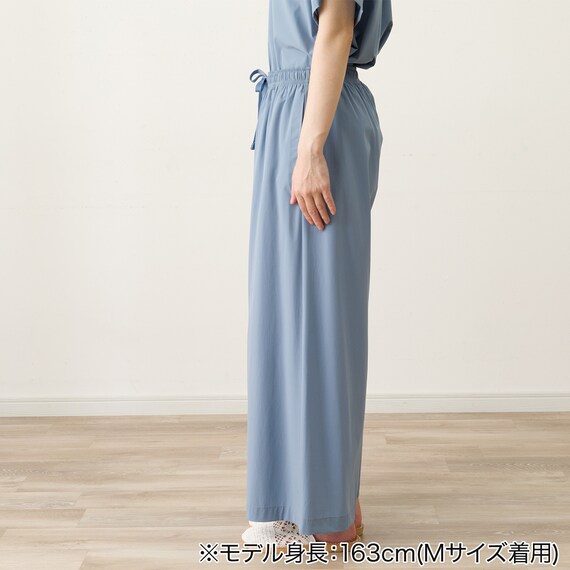 WOMENS 軽量ロングワイドパンツ(クール LWr サックスブルー M) 2枚目画像