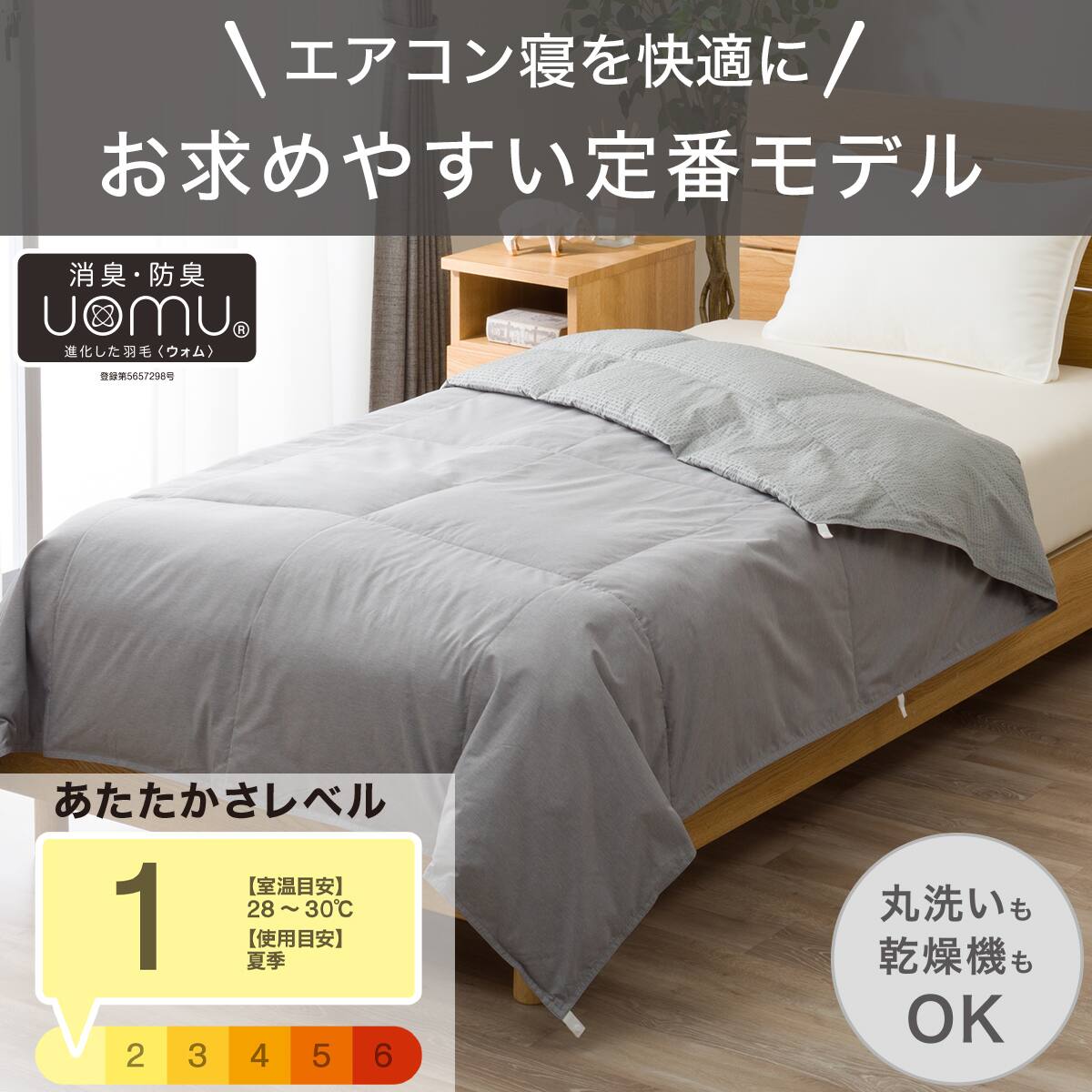 つぶ綿入りダウンケット シングル(グレー K2605 S) | ニトリネット