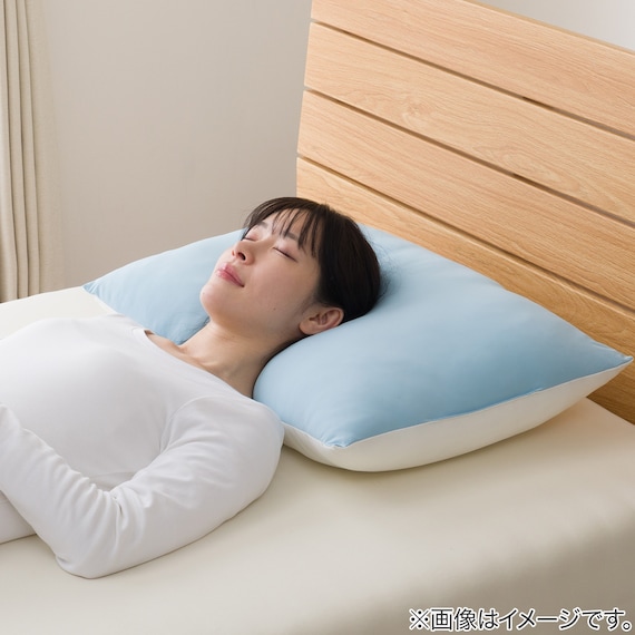 まるごと洗える 冷感もちもちリバーシブルまくら(Nクール ブルー P2521) 3枚目画像
