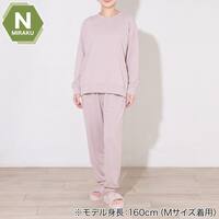 WOMENS 着るだけで疲労回復リカバリーウェア 長袖Tシャツ・ロングパンツセット(Nミラク ローズ M)