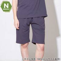 MENS 着るだけで疲労回復リカバリーウェア ルームパンツ ハーフ丈(Nミラク ネイビー M)