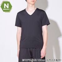 MENS 着るだけで疲労回復リカバリーウェア VネックTシャツ(NミラクDRY ブラック M)