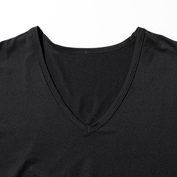 MENS 着るだけで疲労回復リカバリーウェア VネックTシャツ(NミラクDRY ブラック M) 5枚目画像