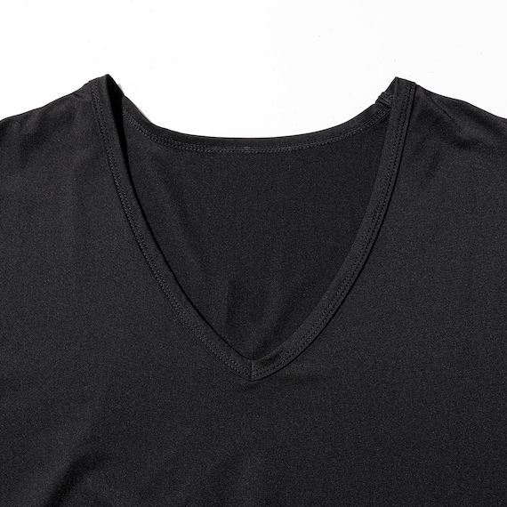 MENS 着るだけで疲労回復リカバリーウェア VネックTシャツ(NミラクDRY ブラック L) 5枚目画像