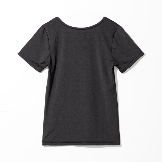 WOMENS 着るだけで疲労回復リカバリーウェア UネックTシャツ(NミラクDRY ブラック M) 4枚目画像