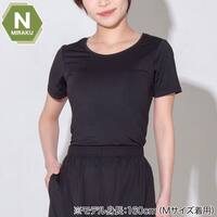 WOMENS 着るだけで疲労回復リカバリーウェア UネックTシャツ(NミラクDRY ブラック L)