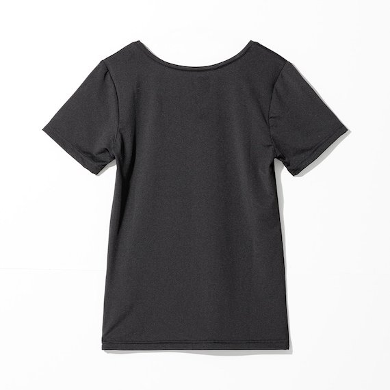 WOMENS 着るだけで疲労回復リカバリーウェア UネックTシャツ(NミラクDRY ブラック L) 4枚目画像