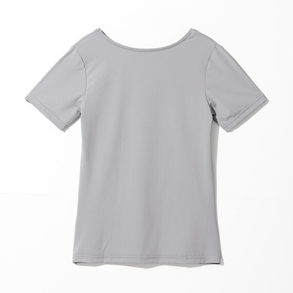 WOMENS 着るだけで疲労回復リカバリーウェア UネックTシャツ(NミラクDRY グレー M) 3枚目画像