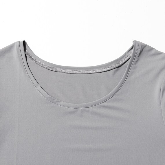WOMENS 着るだけで疲労回復リカバリーウェア UネックTシャツ(NミラクDRY グレー M) 4枚目画像