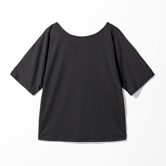 WOMENS 着るだけで疲労回復リカバリーウェア ドルマンTシャツ 前後2way(NミラクDRY ブラック M) 4枚目画像