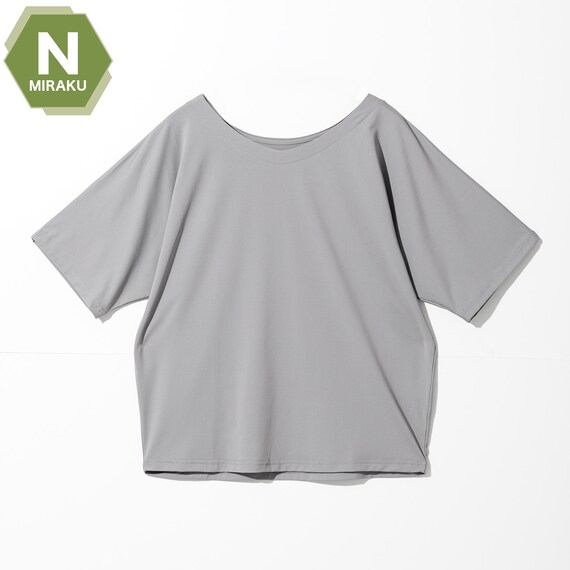 WOMENS 着るだけで疲労回復リカバリーウェア ドルマンTシャツ 前後 2way(NミラクDRY グレー M) 1枚目画像