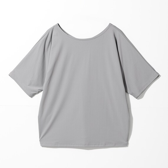 WOMENS 着るだけで疲労回復リカバリーウェア ドルマンTシャツ 前後 2way(NミラクDRY グレー M) 3枚目画像