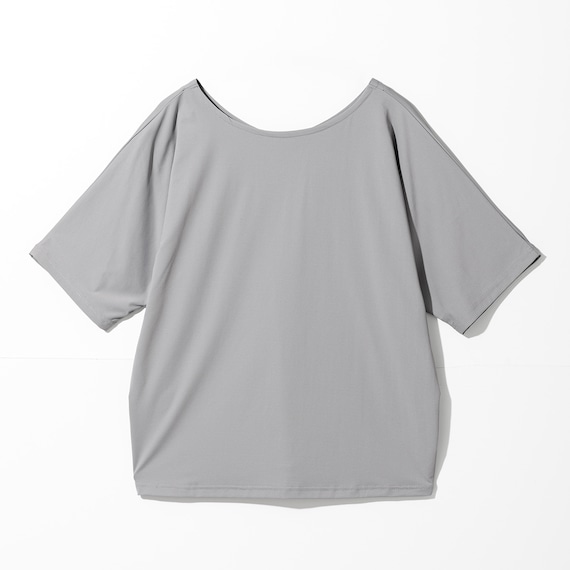 WOMENS 着るだけで疲労回復リカバリーウェア ドルマンTシャツ 前後 2way(NミラクDRY グレー M) 3枚目画像