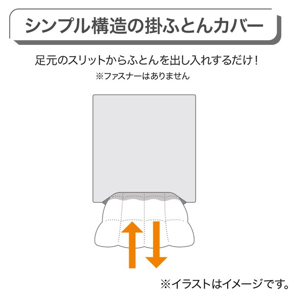 掛け布団カバー シングル(ポリウォッシュ MJ07 グレー S) 2枚目画像