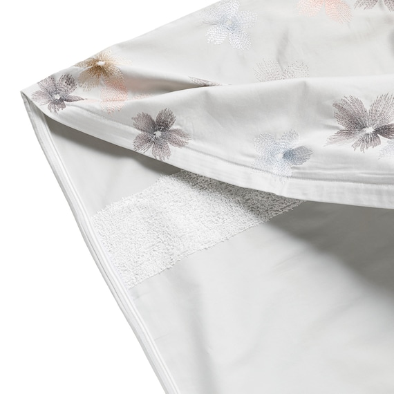 高密度サテン 掛ふとんカバー シングル(Nグリップ PR09フラワーステッチ グレー S) 7枚目画像