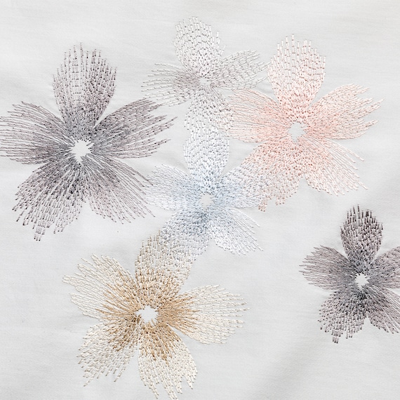 高密度サテン 掛ふとんカバー シングル(Nグリップ PR09フラワーステッチ グレー S) 8枚目画像