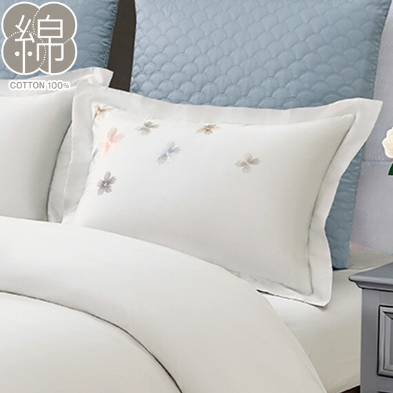 高密度サテン まくらカバー(PR09フラワーステッチ GY) 1枚目画像