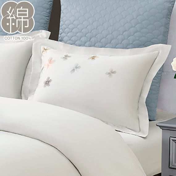 高密度サテン まくらカバー(PR09フラワーステッチ GY) 1枚目画像