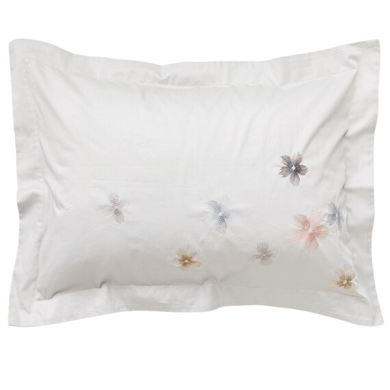 高密度サテン まくらカバー(PR09フラワーステッチ GY) 3枚目画像