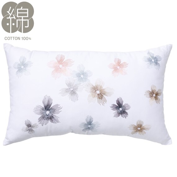 アクセントクッション(PR09フラワーステッチGY) 1枚目画像