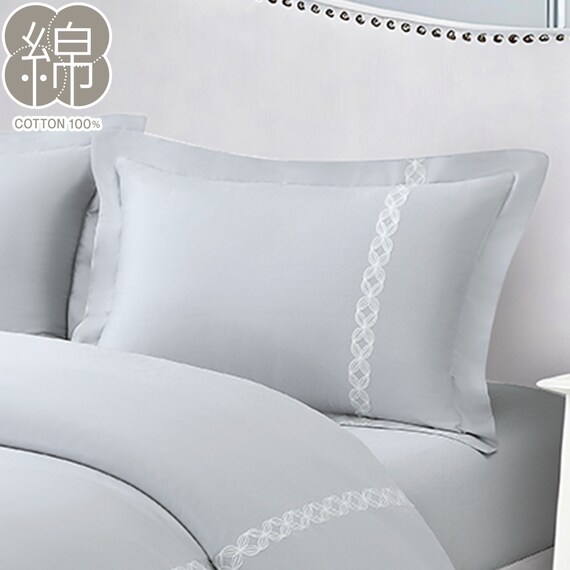 高密度サテン まくらカバー(PR10WHラインステッチ BL) 1枚目画像