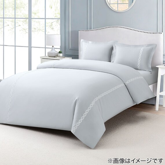 高密度サテン まくらカバー(PR10WHラインステッチ BL) 2枚目画像