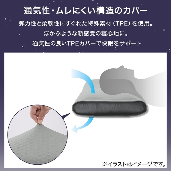 浮かぶような新感覚 頭にフィットしやすいカバー付きまくら(P2552) 3枚目画像