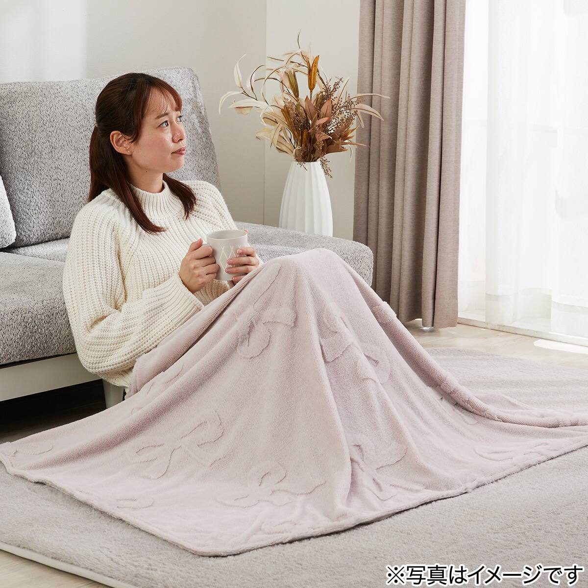 2枚合わせ ブランケット(Nウォーム極暖 A26 リボン ローズ） | ニトリ