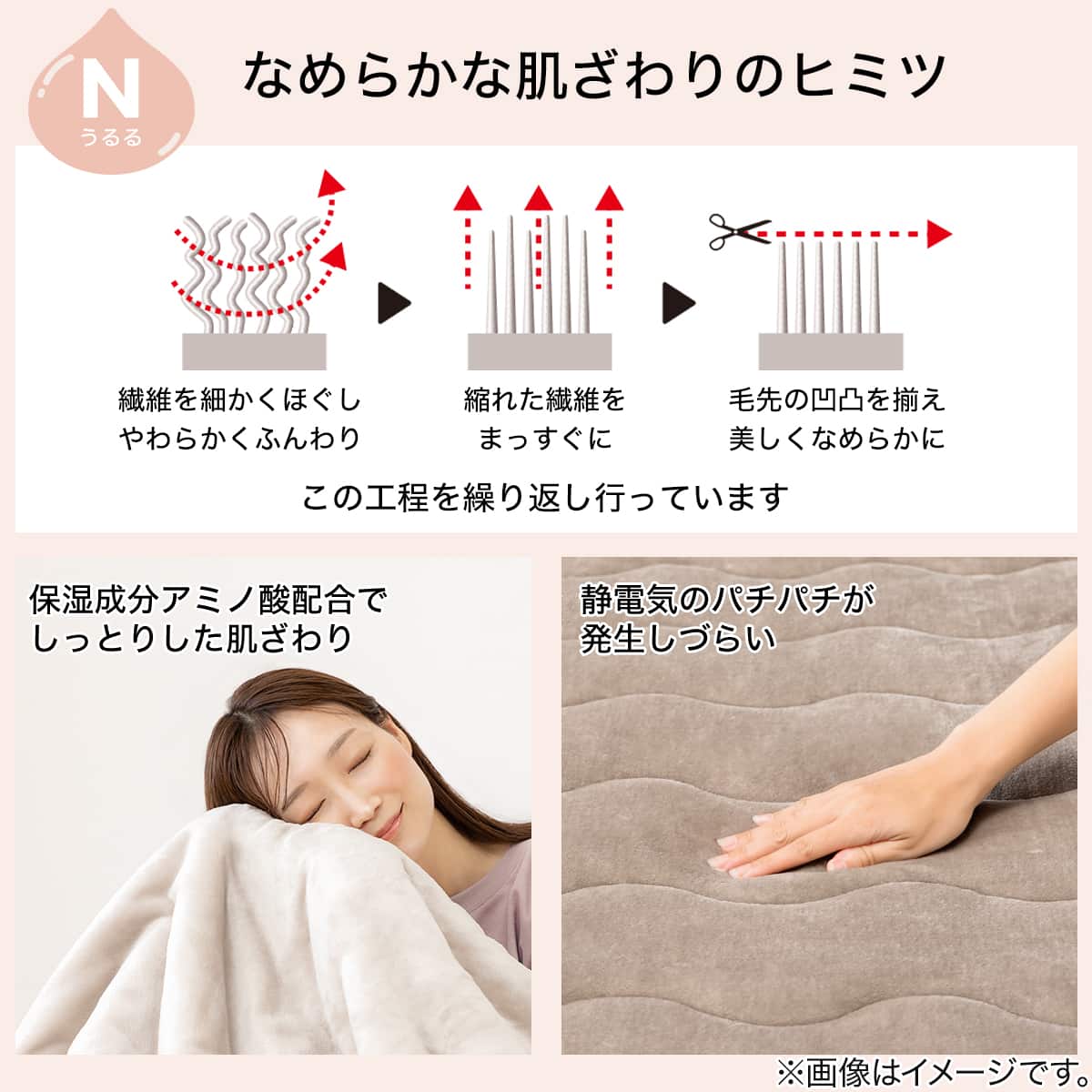 2枚合わせ 毛布 ダブル(Nうるるラビット モカ A2606) | ニトリネット