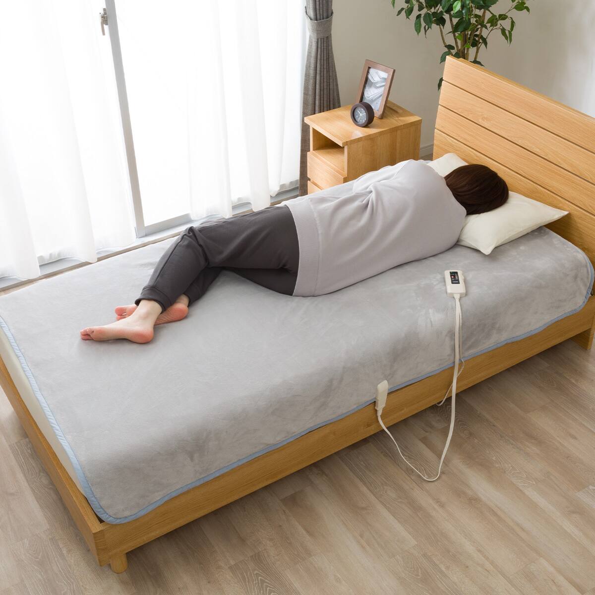 洗える 電気毛布 掛け敷き兼用タイプ(フランネル NT-グレー60S A2630