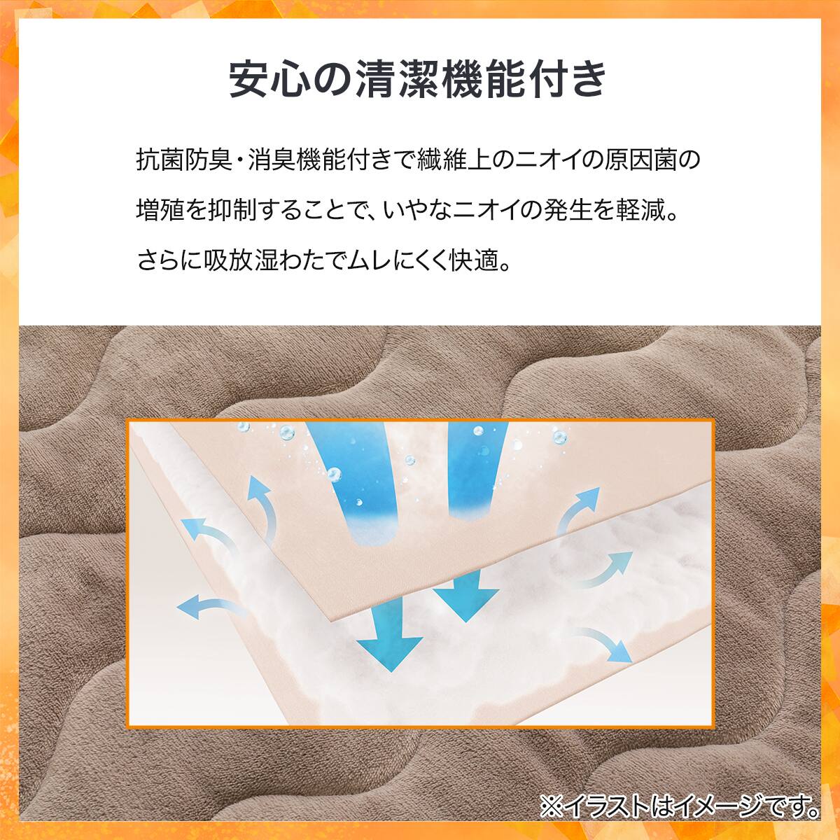 両面使える 吸湿発熱 ピローパッド(NウォームSP A2611 モカ)あったか
