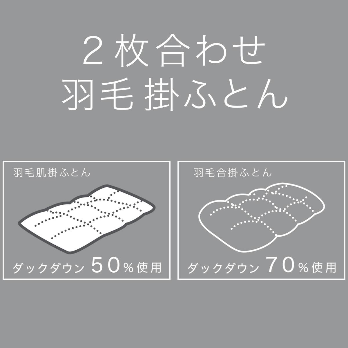 2枚合わせ 羽毛布団 ダックダウン 合掛け70％・肌掛け50％ クイーン