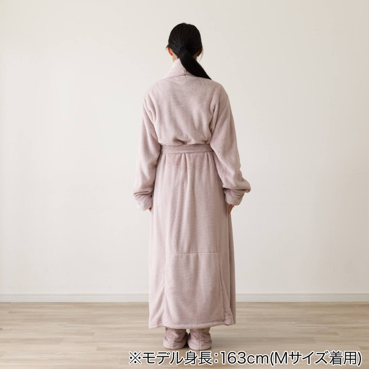 すっぽり収納 着る毛布(NウォームWSP 襟付きロング丈 ローズ M