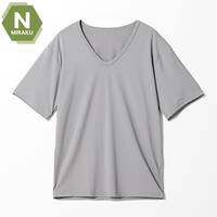 MENS 着るだけで疲労回復リカバリーウェア VネックTシャツ(NミラクDRY nf グレー M)