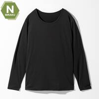 MENS 着るだけで疲労回復リカバリーウェア 長袖クルーネックTシャツ(NミラクDRY nf ブラック L)