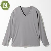 MENS 着るだけで疲労回復リカバリーウェア 長袖VネックTシャツ(NミラクDRY nf グレー L)