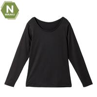 WOMENS 着るだけで疲労回復リカバリーウェア 長袖クルーネックTシャツ(NミラクDRY nf ブラック L)