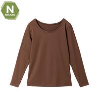 WOMENS 着るだけで疲労回復リカバリーウェア 長袖クルーネックTシャツ(NミラクDRY nf ダークブラウン L)