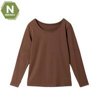 WOMENS 着るだけで疲労回復リカバリーウェア 長袖クルーネックTシャツ(NミラクDRY nf ダークブラウン LL)
