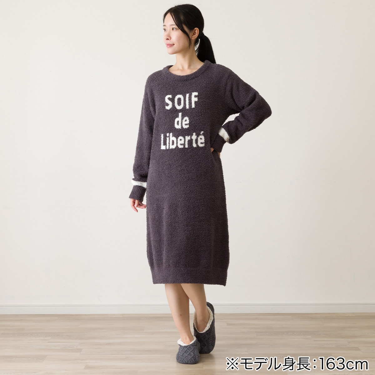 WOMENS ふわふわニットワンピース(パウダーニット nf ダークグレー F