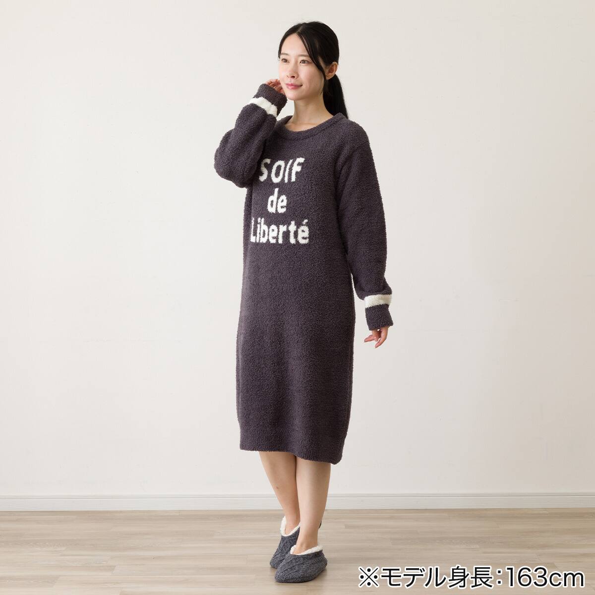 WOMENS ふわふわニットワンピース(パウダーニット nf ダークグレー F