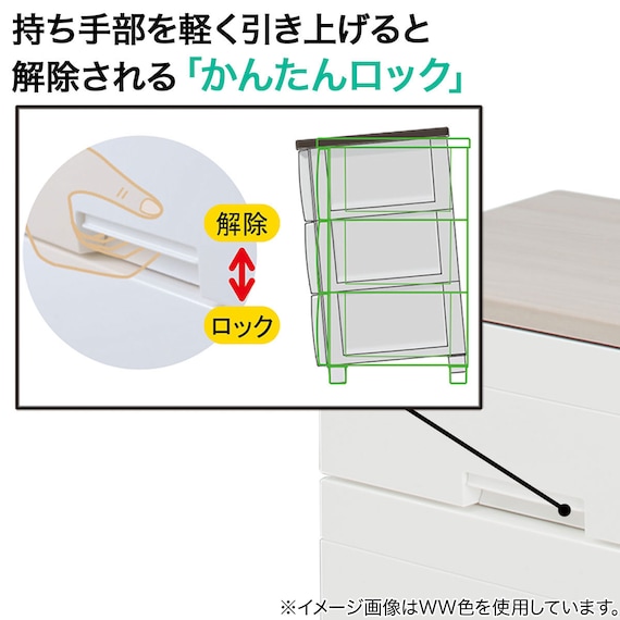 安心・簡単・省スペースの収納チェストフィッツプラスNT2 幅55cm 3段 モカ(F5503) 2枚目画像