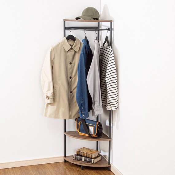 コーナーハンガーラック (YB2c03 ミドルブラウン) 1枚目画像