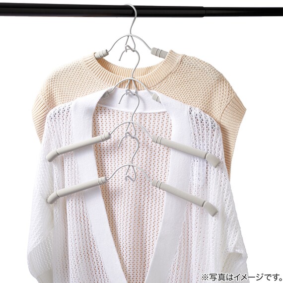 衣類にやさしいクッション付 フックツキハンガー 2P (YK2c02) 3枚目画像
