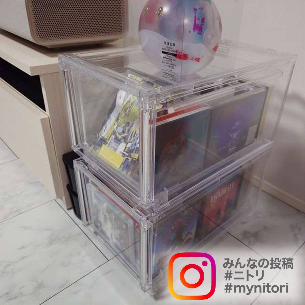過去モデル】組合せ可能な収納ケース 透明 (幅26cm×高さ24cm NS2624