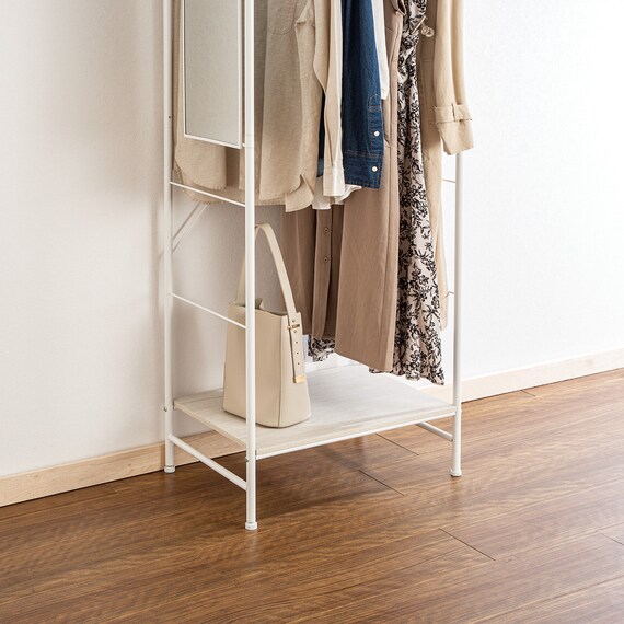 ミラー付き ハンガーラック(BH2G01 ホワイトウォッシュ) 6枚目画像