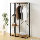 収納棚付きハンガーラック(ライトブラウン/ブラック) 1枚目画像