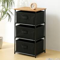 ナチュラルテイスト ファブリックチェスト(3段1列 引出し3杯 ライトブラウン/ブラック)