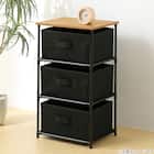 ナチュラルテイスト ファブリックチェスト(3段1列 引出し3杯 ライトブラウン/ブラック) 1枚目画像